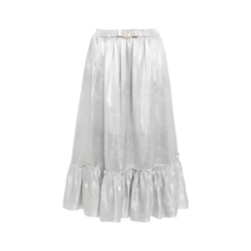 SHRIMPS Pearl Belt Metallic Midi skirt In Silver